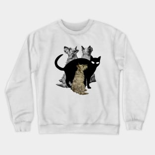 dogs and black cat Crewneck Sweatshirt